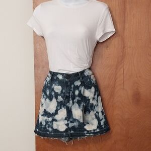 Black Orchid Destructed Denim Skirt